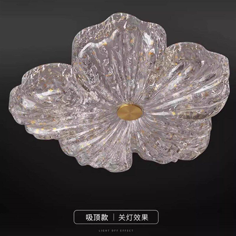 金箔树脂卧室灯现代简约创意花朵法式轻奢高级感衣帽间吸顶灯2025