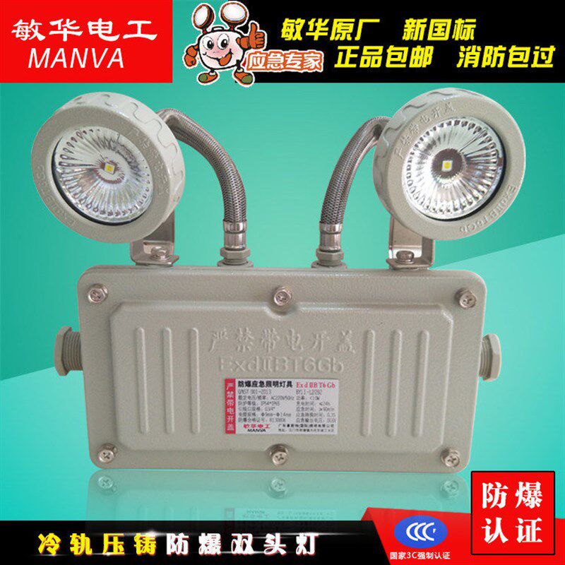 防爆应急灯消防应急疏散标志灯B双头照明灯国标led安全出口指示灯