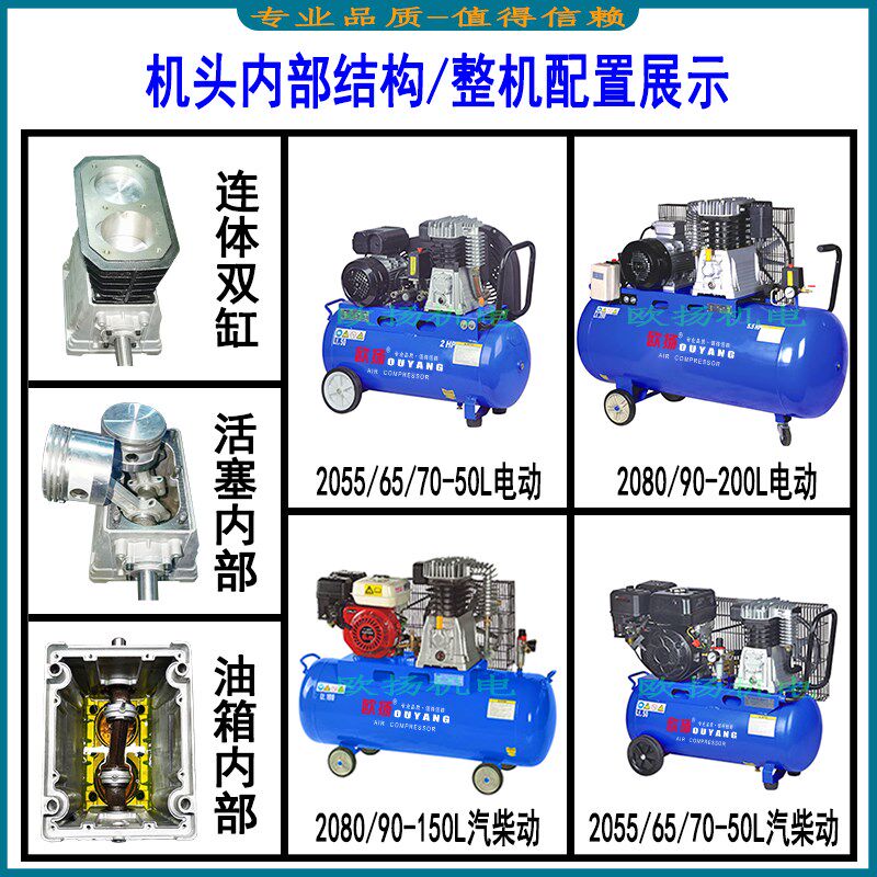 意大利款空压机机头喷漆潜水路标双缸铝泵头真石漆单相打气泵改装