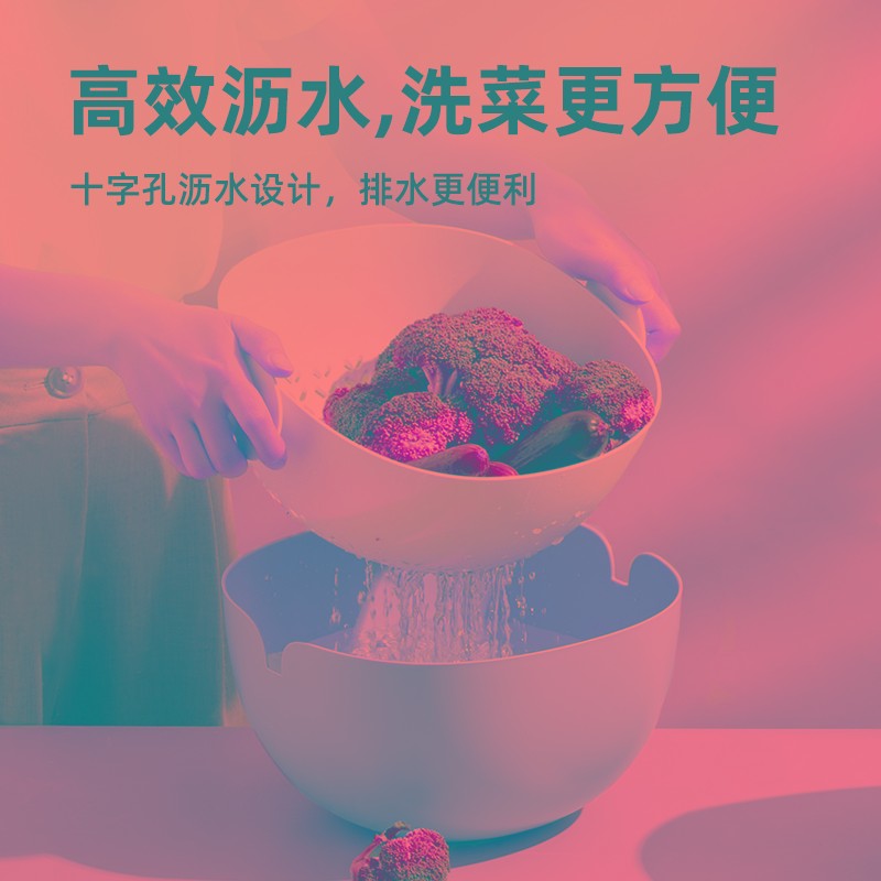 水果盘双层沥水篮家用厨房塑料洗菜盆水果篮收纳筐客厅茶几菜篮子