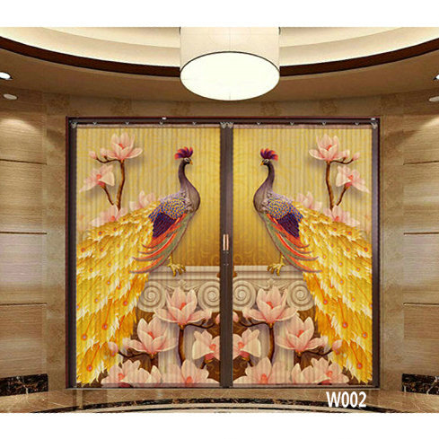 【定制】中式复古饭店茶楼隔断印花竹帘折叠门帘推拉门移门室内
