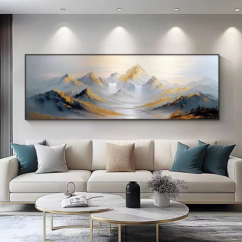 背靠金山大芬村客厅装饰画金箔高级感沙发背景墙挂画