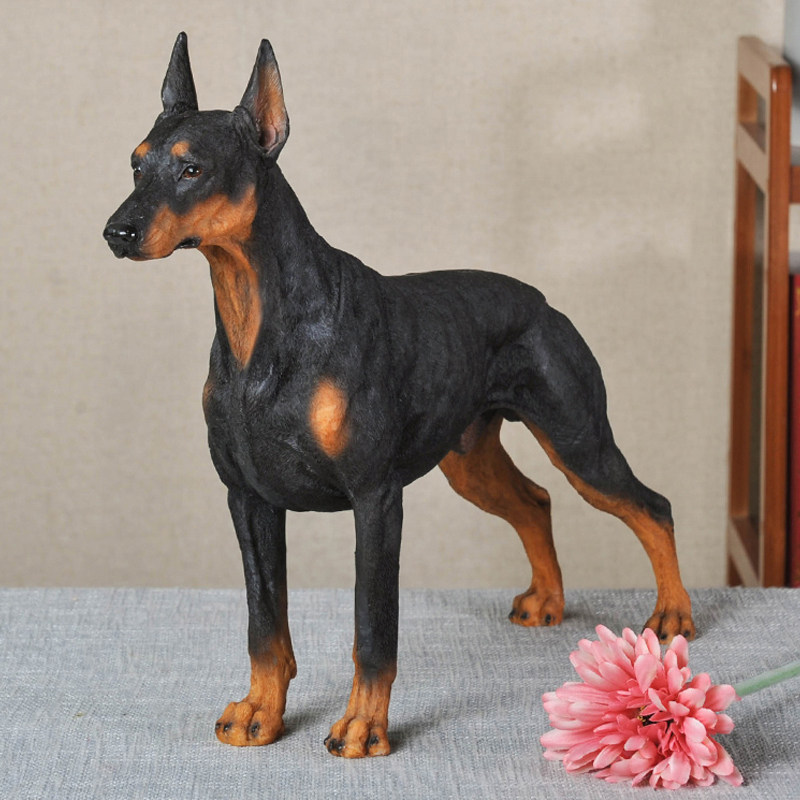 杜宾犬仿真狗摆件树脂工艺品创意软装家居客厅装饰品宠物模型雕塑