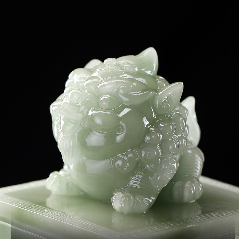 【招财貔貅】玉色树脂烟灰缸带盖防风防飞灰高档轻奢茶几装饰摆件