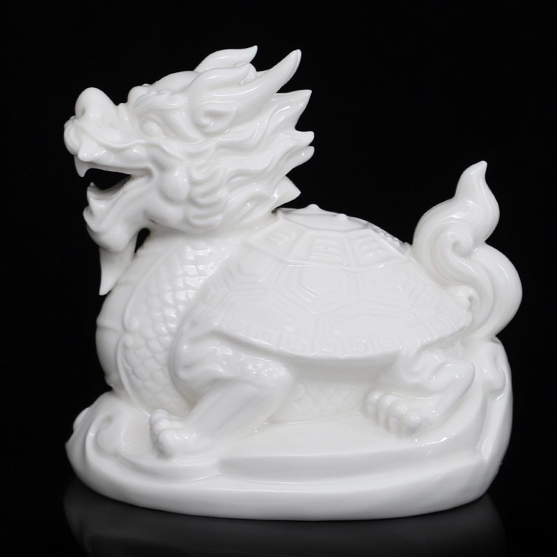 陶瓷招财小龙龟摆件风水镇宅家居八卦龙龟客厅工艺开业装饰品摆设