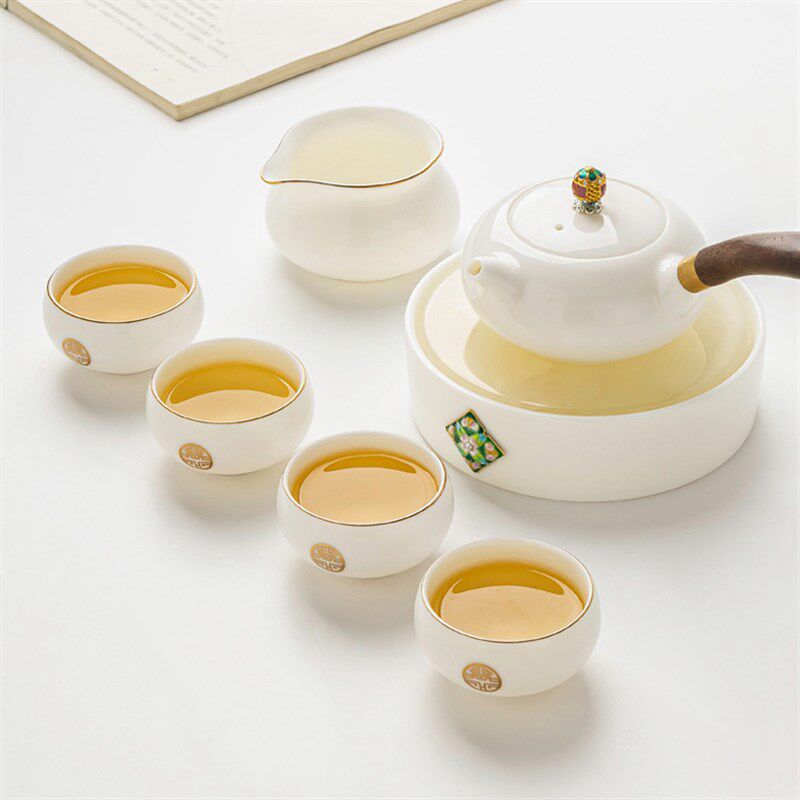 茶具套装家用陶瓷景德镇白瓷北欧会客羊脂玉功夫茶具壶杯礼盒送礼