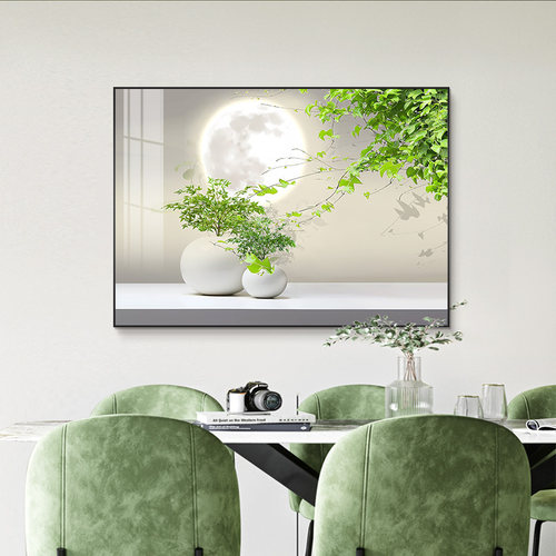 现代简约饭厅装饰画绿植饭厅背景墙单幅歺厅厨房挂画卧室装饰壁画