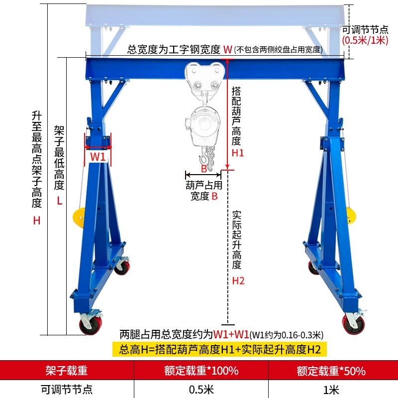 劲友升降式龙门架移动龙门吊架加厚小型龙门吊起重机电动行航吊