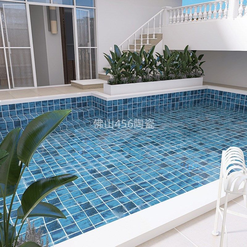 水波纹防滑游泳池马赛克瓷砖水池鱼池浴池仿古现代背景墙地砖陶瓷