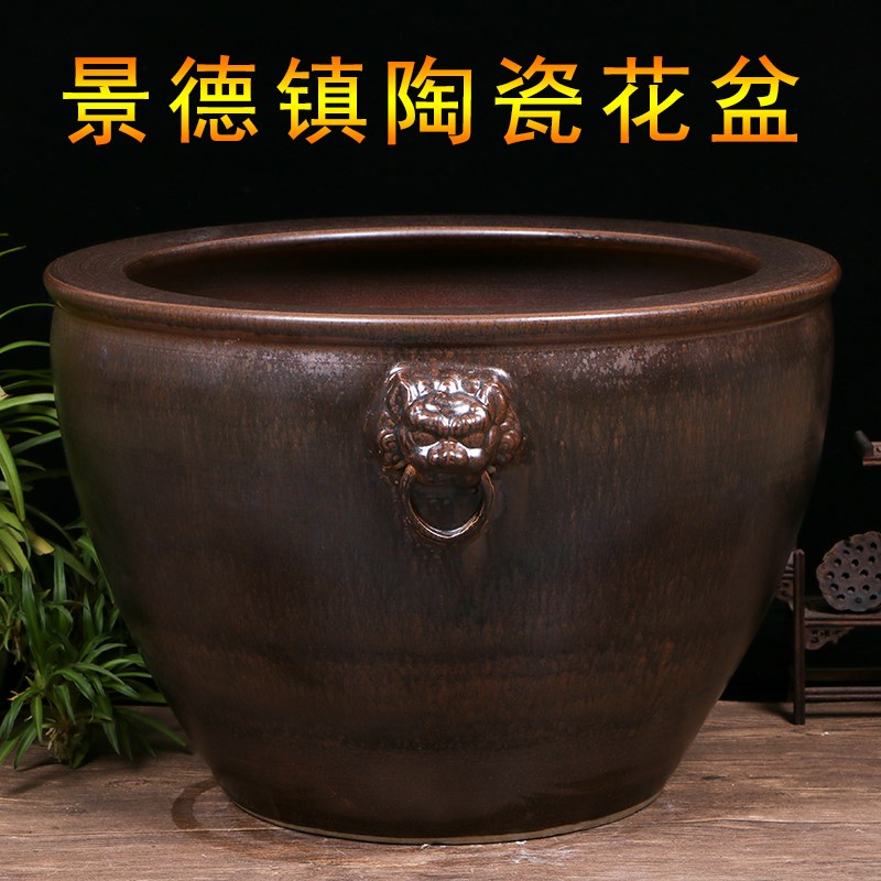 养睡莲荷花盆缸特大号景德镇陶瓷花盆庭院阳台大花盆水缸种树花缸