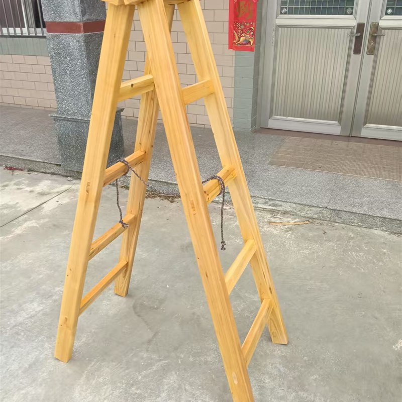 家用装修木梯子人字梯子实木室内装修楼梯木头简易折叠双侧木质梯
