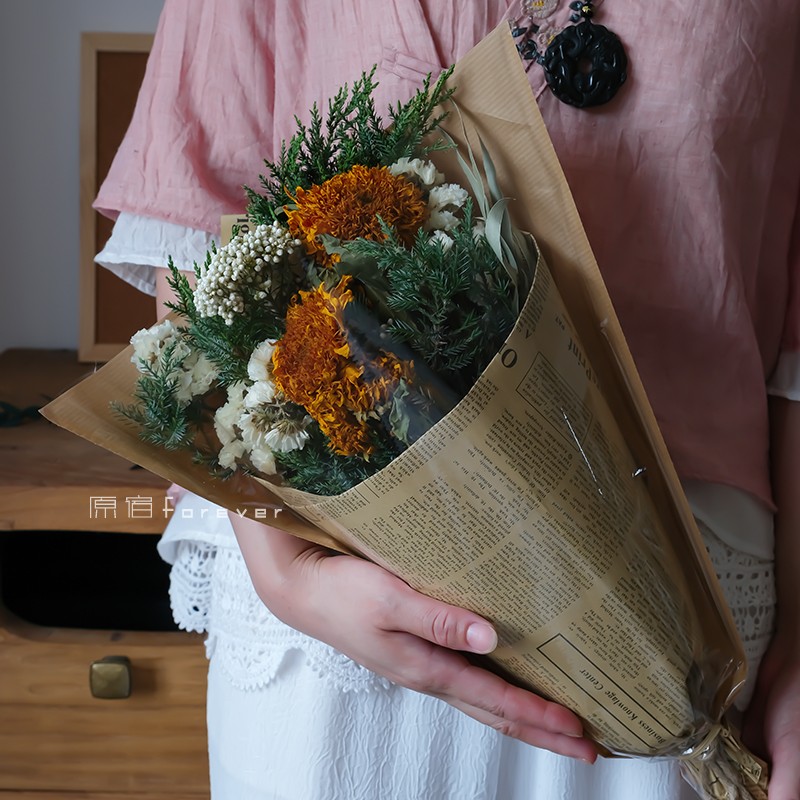 教师节送老师礼物向日葵干花花束勿忘我真花毕业拍照装饰桌面摆件