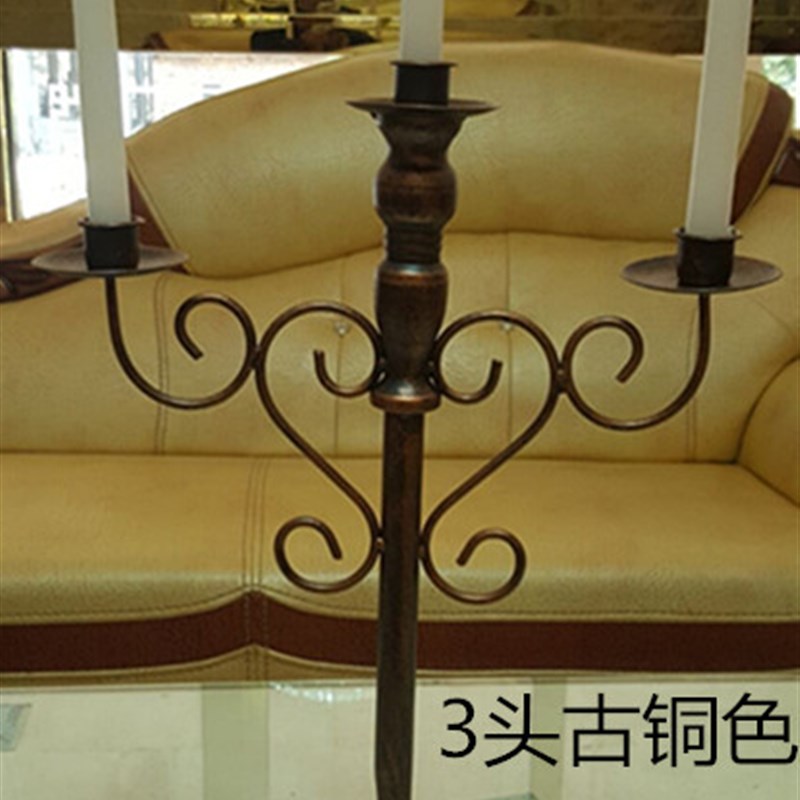 包邮欧式复古怀旧黑色五头三头铁艺餐桌烛台浪漫婚礼婚庆用品摆件