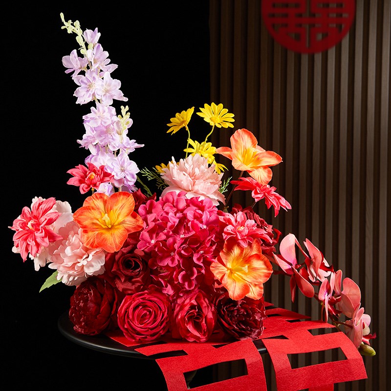 结婚浪漫婚房布置花艺客厅卧室床头柜仿真花婚房用品花束装饰背景