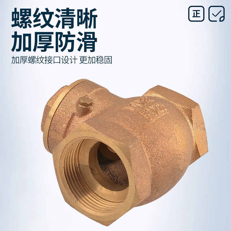 青铜卧式止回阀丝扣分自来水单向阀 6分逆止阀dn20船用青铜止回阀