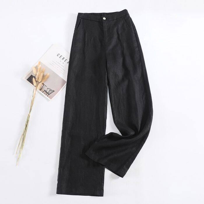 黑色阔腿九分裤女薄款夏季高腰宽松显瘦百搭小个子外穿休闲直筒裤