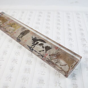 五牛图水晶玻璃透明镇纸定制十大名画压纸送老师领导办公摆件镇尺