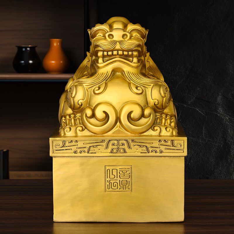 黄铜空心貔貅大印摆件合作共赢公支持定制礼品一对铜印章办公室客