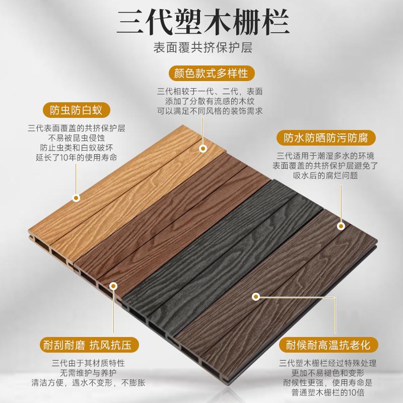 别墅塑木围栏栅栏户外花园庭院围墙隔断防护栏小院子露台木塑栏杆
