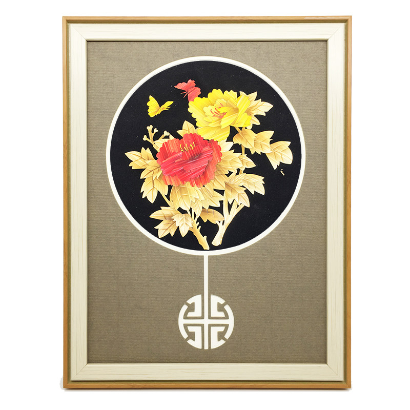 麦秆画工艺品 镜框装饰画 相框 中国风特色 家居装饰画 文化礼物