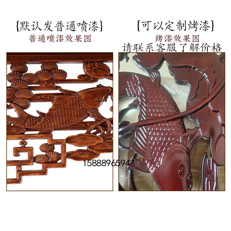 东阳木雕中式壁挂件香樟木雕花成一对麒麟进户玄关镂空装饰工艺品