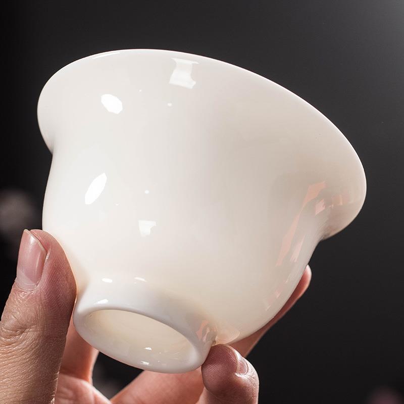 中国白羊脂玉盖碗茶杯功夫茶具套装礼品定制印logo商务伴手礼订制