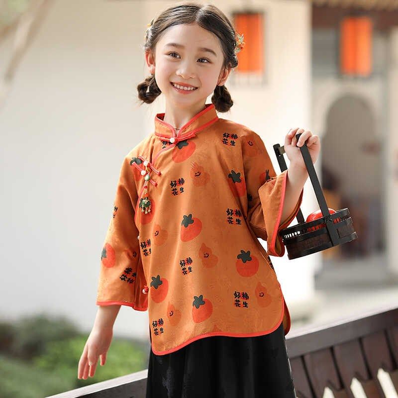 儿童汉服套装旗袍女童春夏季新款唐装小众文艺套裙女孩新中式童装