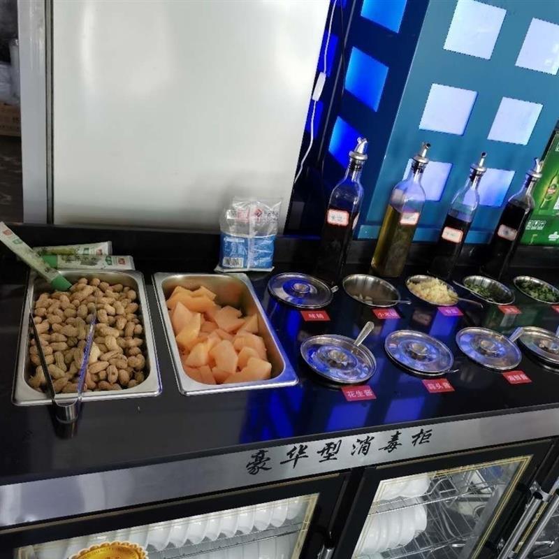 消毒柜调料台商用双层餐台串串店小料台带消毒柜自助麻辣烫酱料台图片