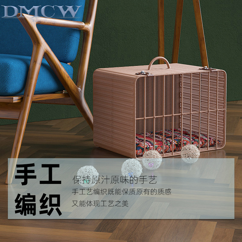猫笼子便携外出猫包透气手提猫笼猫窝手工藤编四季通用遛猫包篮子