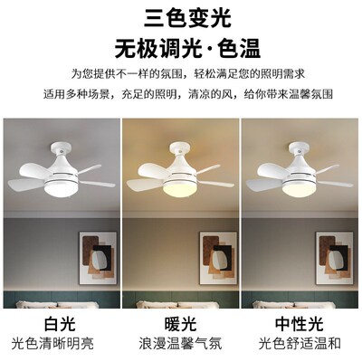 新款扇形花形灯卧室家用简约静音遥控吊扇无极调光E27吸顶风扇灯