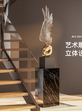 高级透明翅膀艺术落地摆件售楼部酒店雕塑办公室前台门口创意装饰