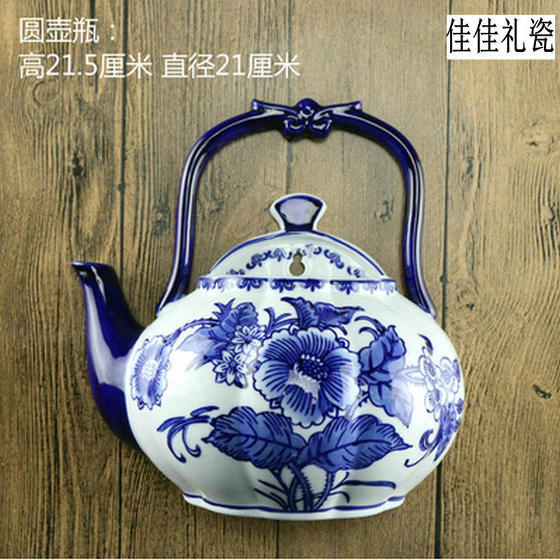 景德镇陶瓷器手绘花鸟挂瓶壁挂半瓶装饰挂件花瓶挂饰墙饰壁饰水培