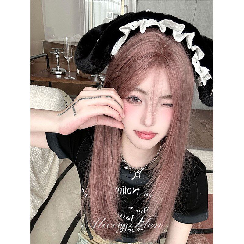 AG假发女网红长发lolita桃夭长歌 修脸前额蕾丝直发jk全头套