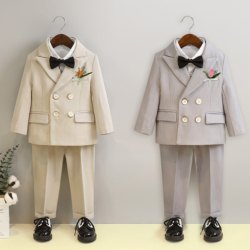 男童小西装套装春秋洋气婚礼花童礼服男宝周岁生日儿童西服三件套