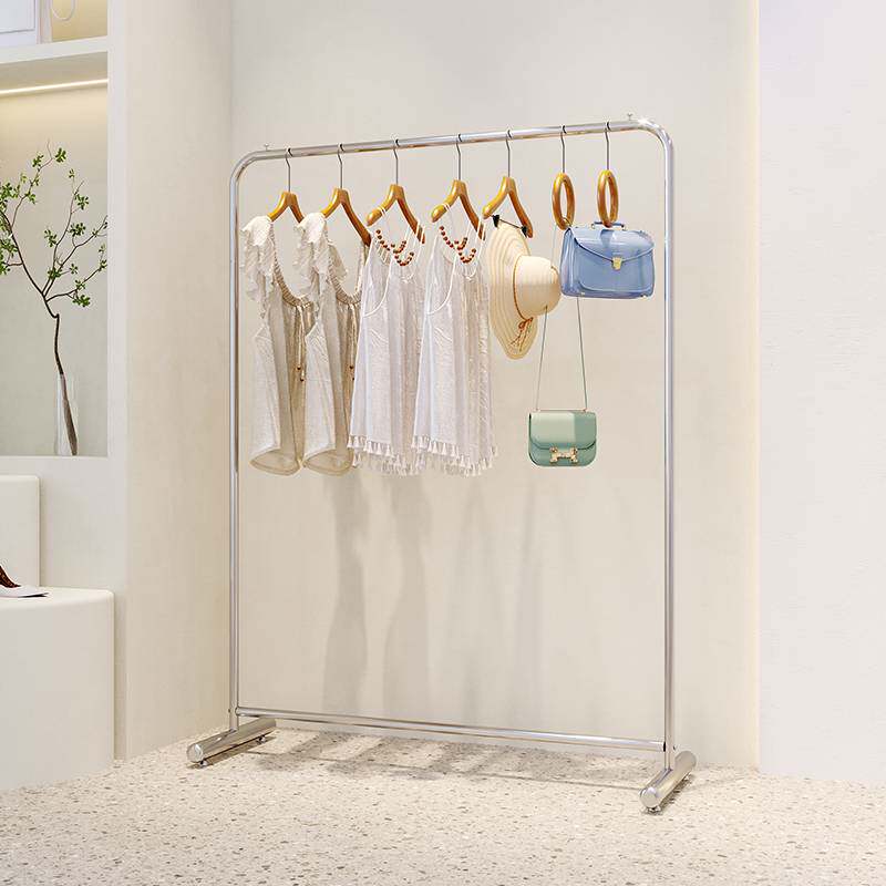 简约型不锈钢展示架男女服装店专用中岛货架落地式挂衣架陈列道具