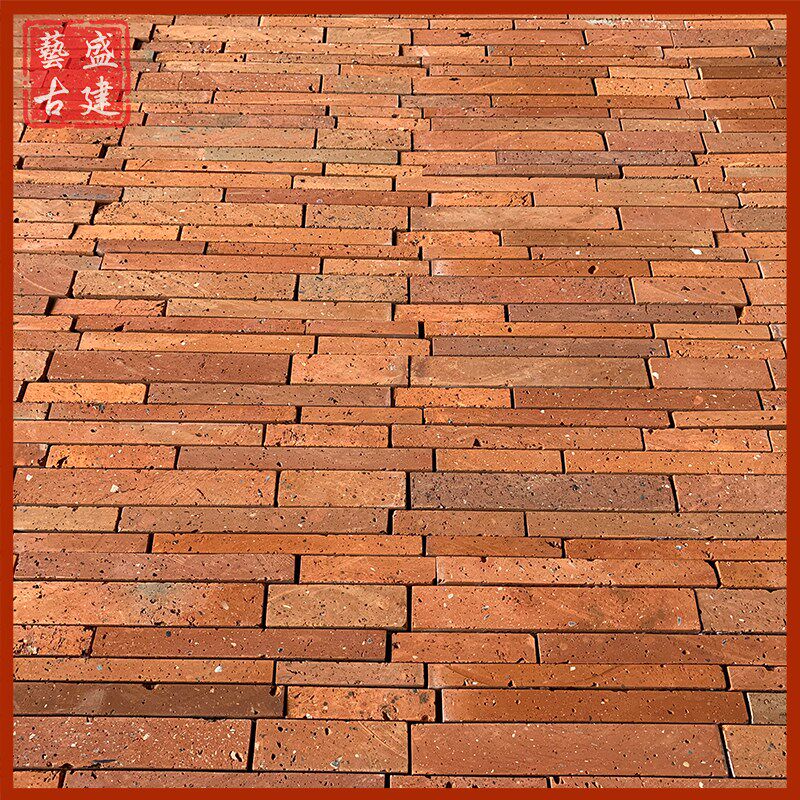 仿古艺术红砖墙砖黏土砖红砖肌理长条马赛克宽窄条密拼红条砖贴片图片
