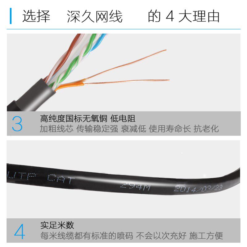 防水室外超五类网线屏蔽8芯无氧铜电脑监控POE供电网络双绞宽带线