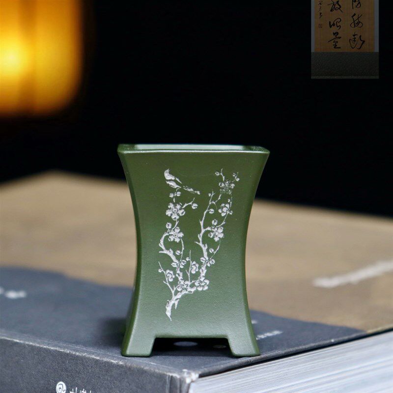 精品紫砂花盆微型盆景盆栽桌面小多肉菖蒲掌上盆景迷你签筒拇指盆