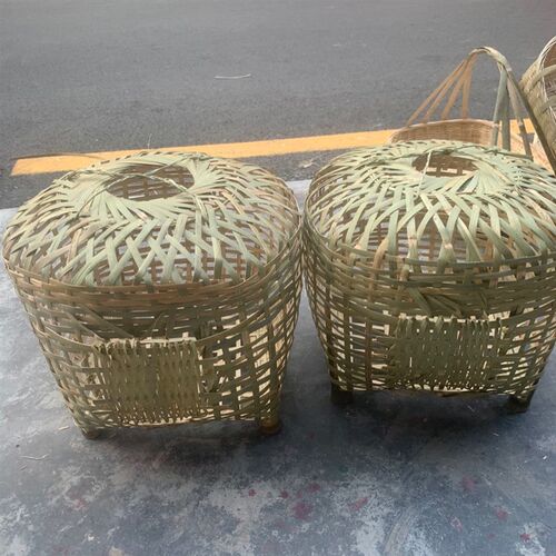 纯手工竹编头层竹青大号竹制鸡笼可裝家禽鸭鹅笼家用装鸡的竹笼子