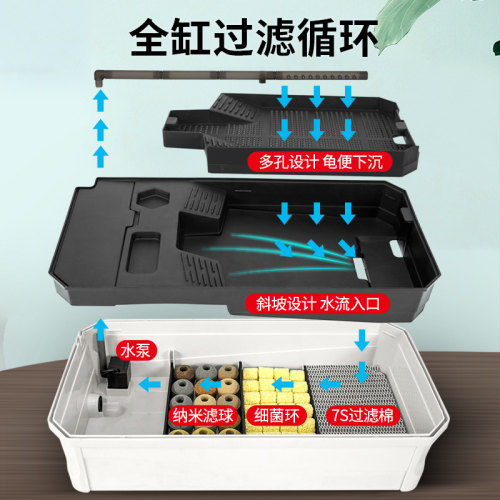 乌龟缸专用饲养生态缸别墅巴西龟大型家用养殖小型养龟箱盆带排水