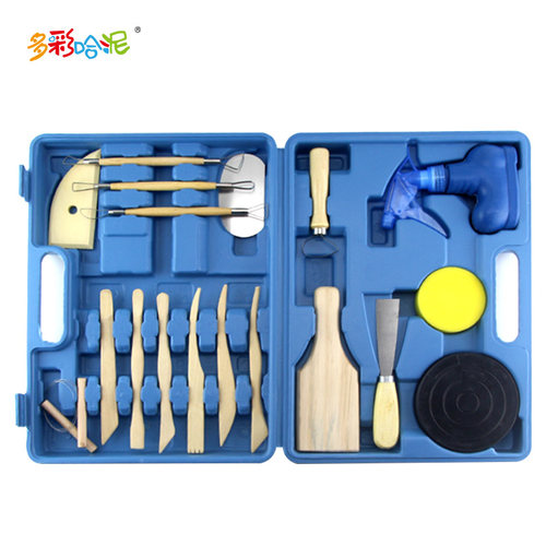 陶艺教学工具18件套陶艺泥塑雕塑陶泥工具拉坯泥塑刀转盘刮刀精装