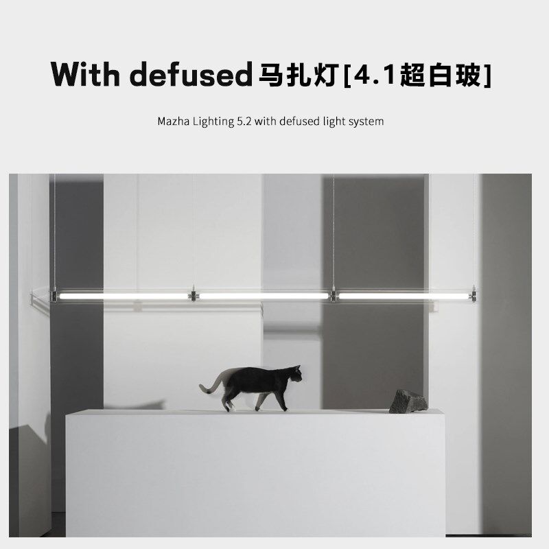 光映 极简餐厅吊灯工作室几何岛台吊灯设计师吧台玻璃长条马扎灯