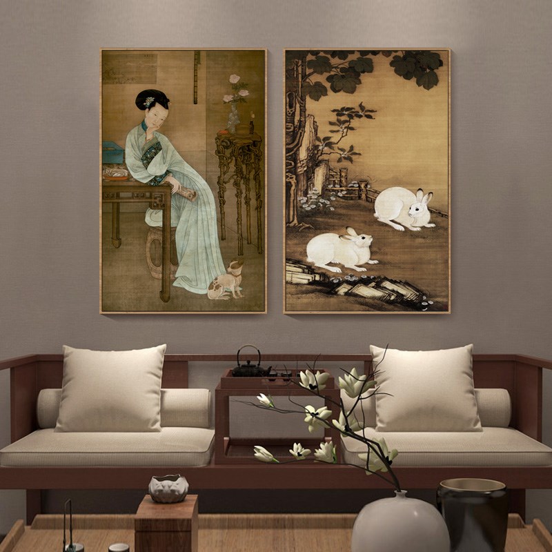 春阁倦读中式古朴仕女图人物国画餐厅玄关墙画书房茶室客厅摆挂画
