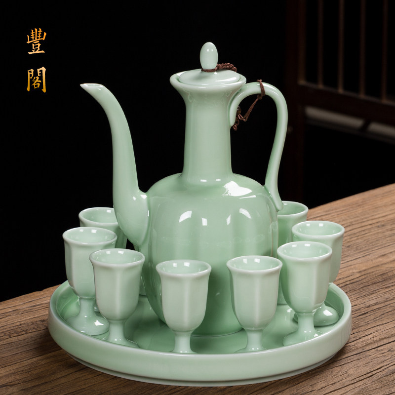 烫酒壶电加热煮酒器黄酒温酒白酒杯小陶瓷酒具套装家用中式分酒器