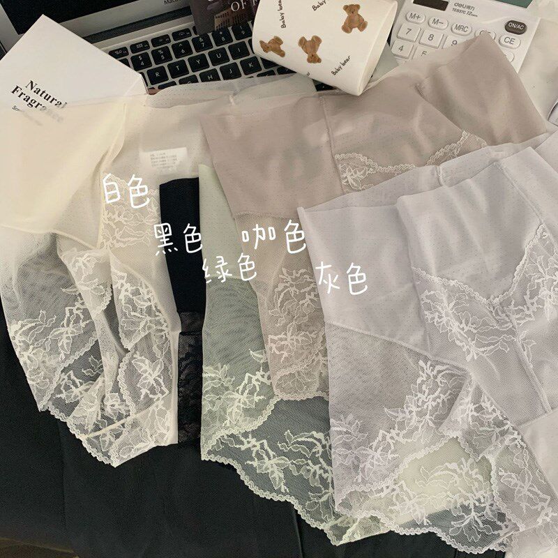 青涩甜妹~高腰轻收腹透气孔网纱蕾丝内裤女高弹轻塑大码三角底裤