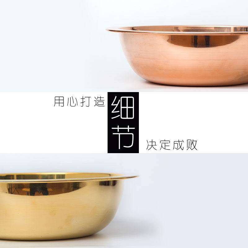 结婚铜盆洗脸盆喜盆婚庆礼品加厚仿古宝宝盆家用品黄铜聚宝盆摆件