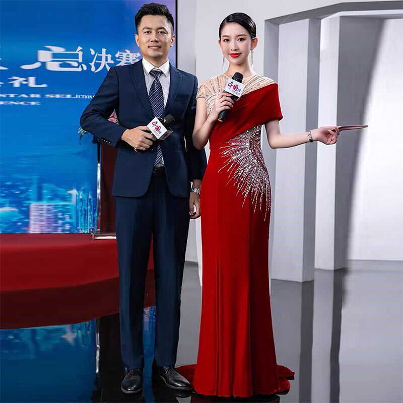 宴会晚礼服女2024新款敬酒服新娘结婚订婚气质高级质感小众主持人