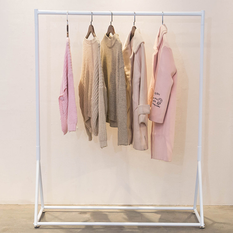 服装店货架展示架上墙衣架商场专用女装童装落地货架白色龙门架子