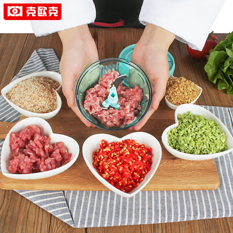 克欧克手动绞肉机多功能料理机家用小型搅拌机绞馅机手拉碎菜器图片