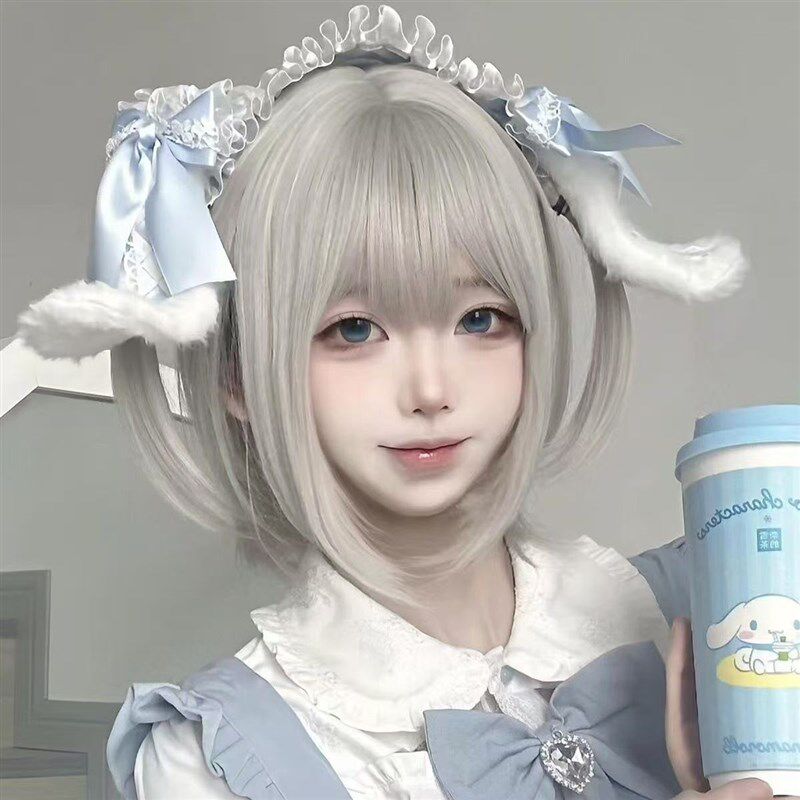 纤韵佳人假发女30cm短发网红lolita自然jk短卷发齐刘海氛围感软妹
